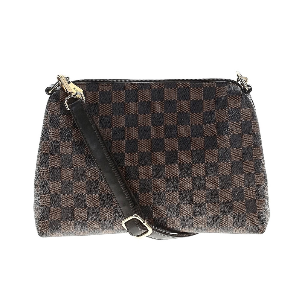 Checkered Brown and Black Shoulder Bag